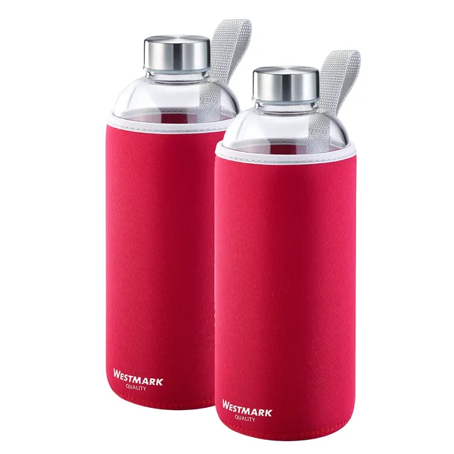 westmark-viva-set-de-2-gourdes-en-verre-1000-ml-avec-housses-de-protection-sans- image 1