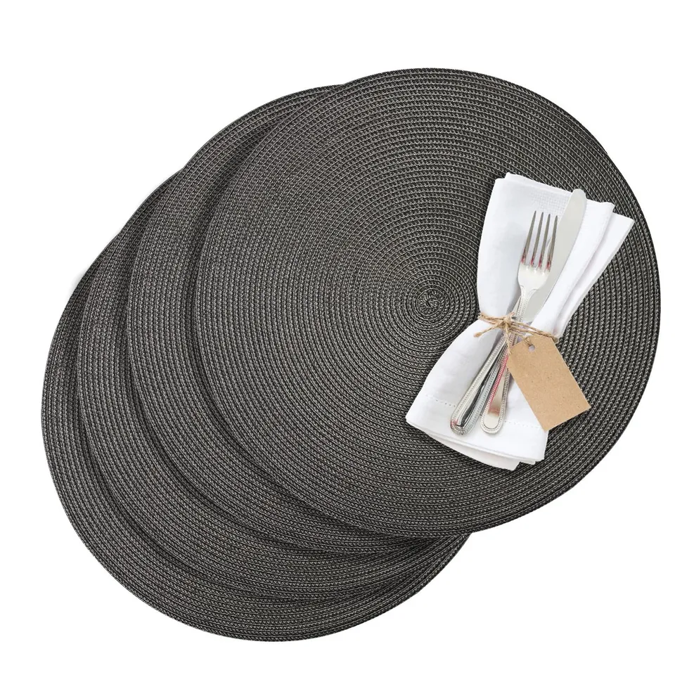 westmark-circle-sets-de-table-ronds-38-cm-anthracite-lot-de-4-coton-polypropyl-n image 1
