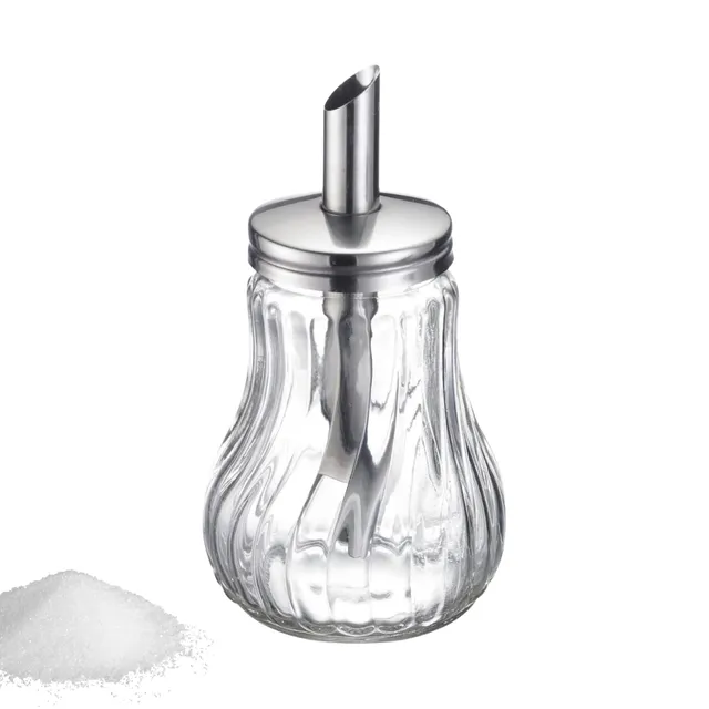 westmark-berlin-sucrier-250-ml-en-verre-et-acier-inoxydable-avec-couvercle-argen image 1