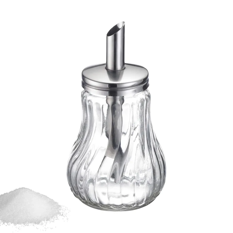 westmark-berlin-sucrier-250-ml-en-verre-et-acier-inoxydable-avec-couvercle-argen image 1