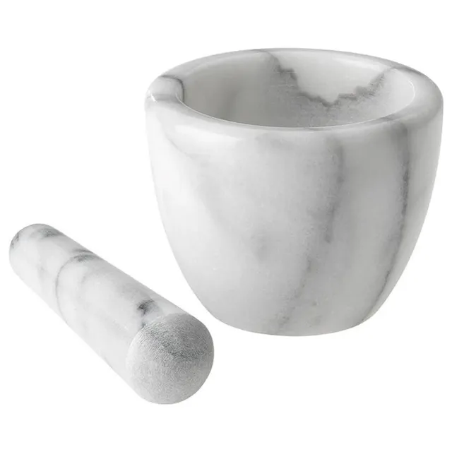 westmark-gourmet-mortier-avec-pilon-en-marbre-naturel-haut-10-x-7-5-cm-blanc-gri image 1