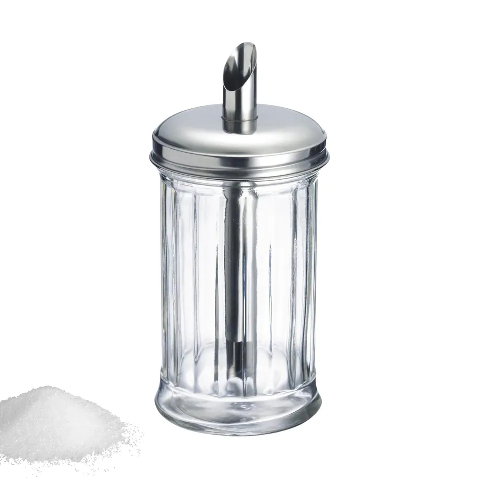 westmark-sucrier-new-york-300-ml-verre-acier-inoxydable-argent-transparent-65242 image 1
