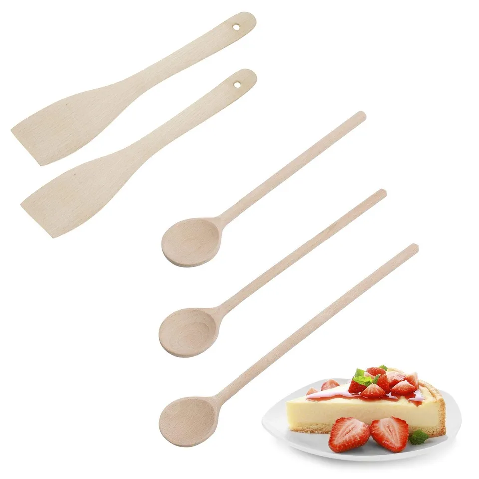westmark-130022e6-set-d-ustensiles-de-cuisine-en-bois-naturel-pur-5-pi-ces image 1