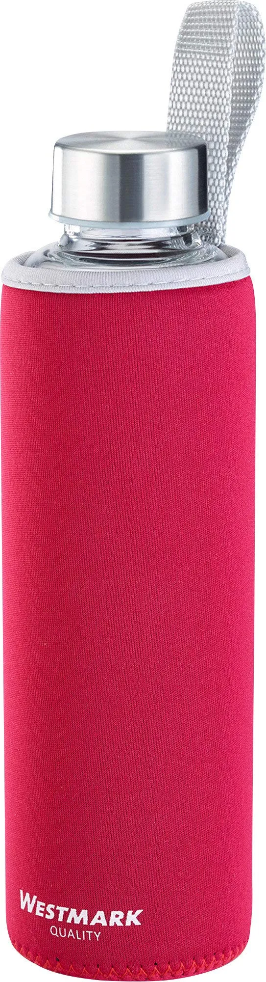 westmark-viva-gourde-en-verre-550-ml-avec-imprim-et-protection-textile-rouge-arg image 1