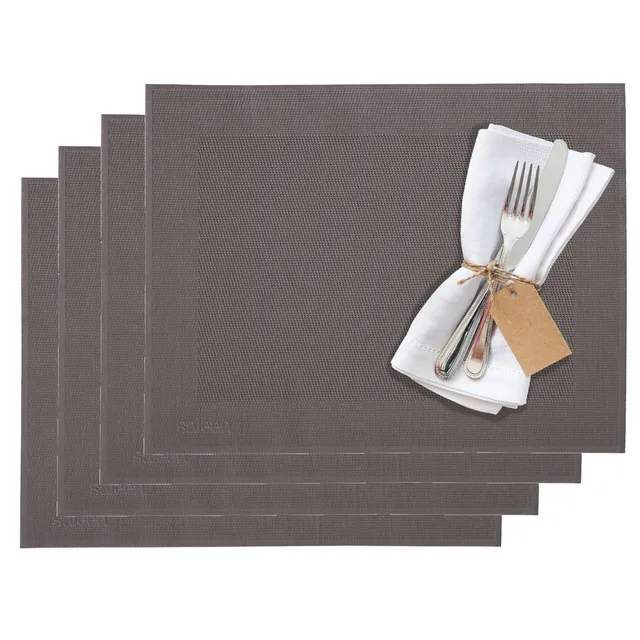 westmark-saleen-lot-de-4-sets-de-table-42-x-32-cm-vinyle-polyester-taupe-marron- image 1