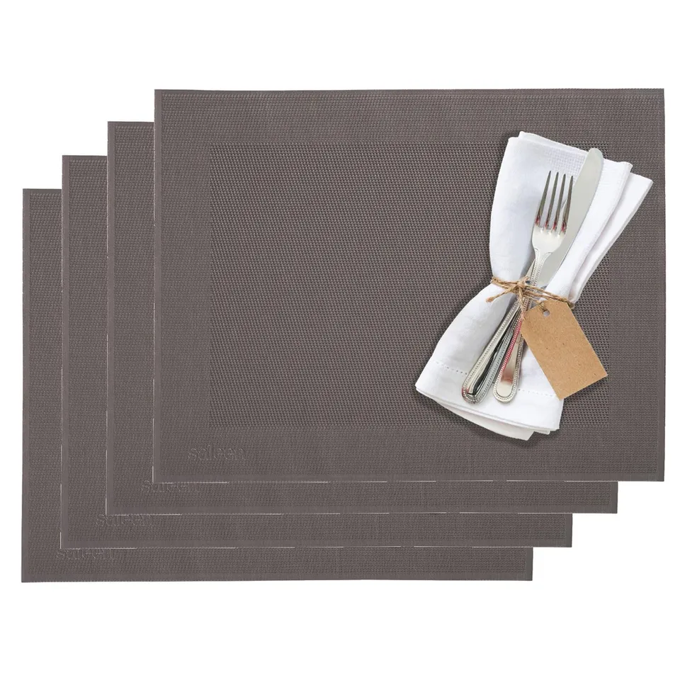 westmark-saleen-lot-de-4-sets-de-table-42-x-32-cm-vinyle-polyester-taupe-marron- image 1