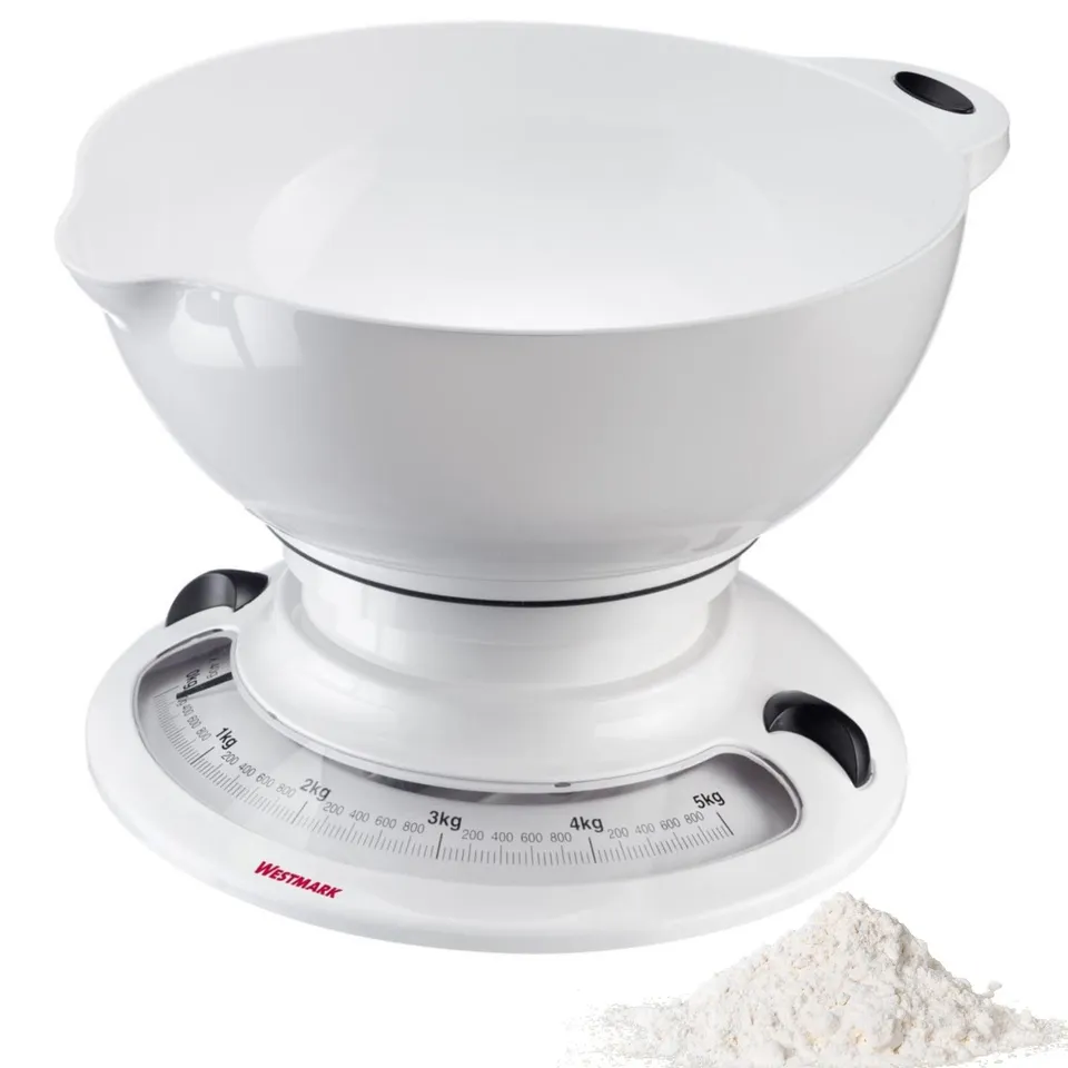 westmark-balance-de-cuisine-m-canique-avec-bol-m-langeur-2-3-l-plage-5-kg-blanch image 1