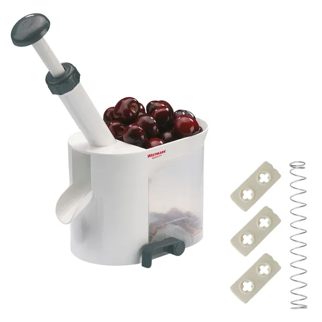 westmark-403022e6-d-noyauteur-cerises-avec-goulotte-et-caissette-noyaux-kit-de-4 image 1