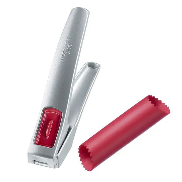 westmark-josie-presse-ail-en-silicone-avec-plucheur-d-ail-peel-fix-gris-rouge-30 image 1