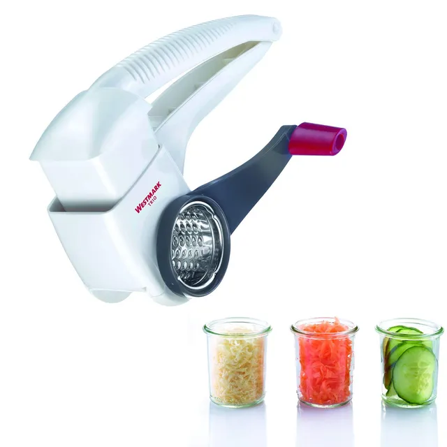 westmark-trio-r-pe-rotative-avec-3-tambours-de-coupe-en-acier-inoxydable-blanc-g image 1