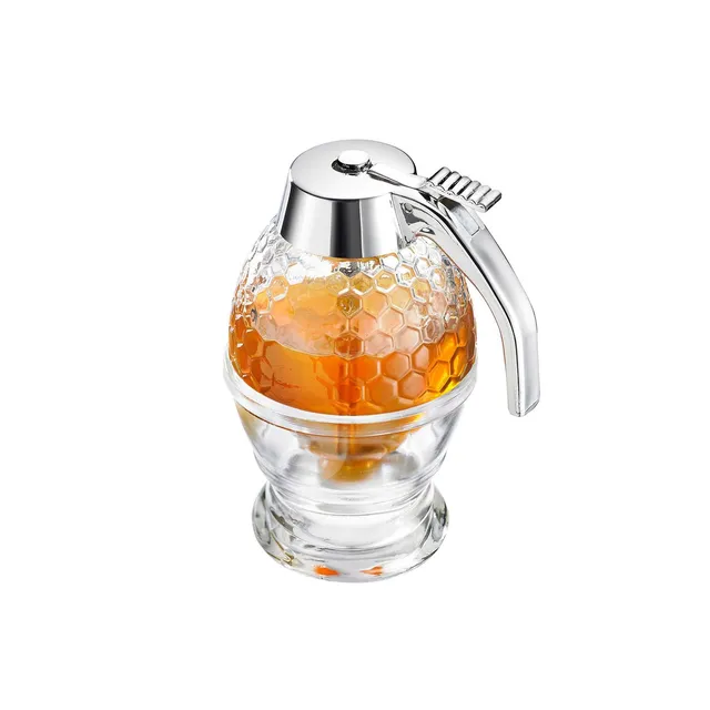 westmark-deluxe-distributeur-de-miel-avec-support-200-ml-motif-nid-d-abeille-ver image 1