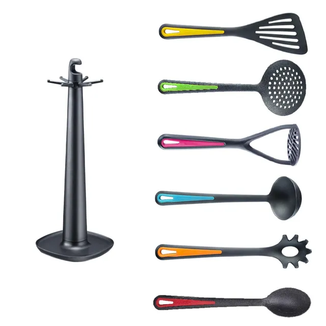 westmark-set-7-ustensiles-de-cuisine-gallant-multicolor-avec-support-rotatif-pre image 1