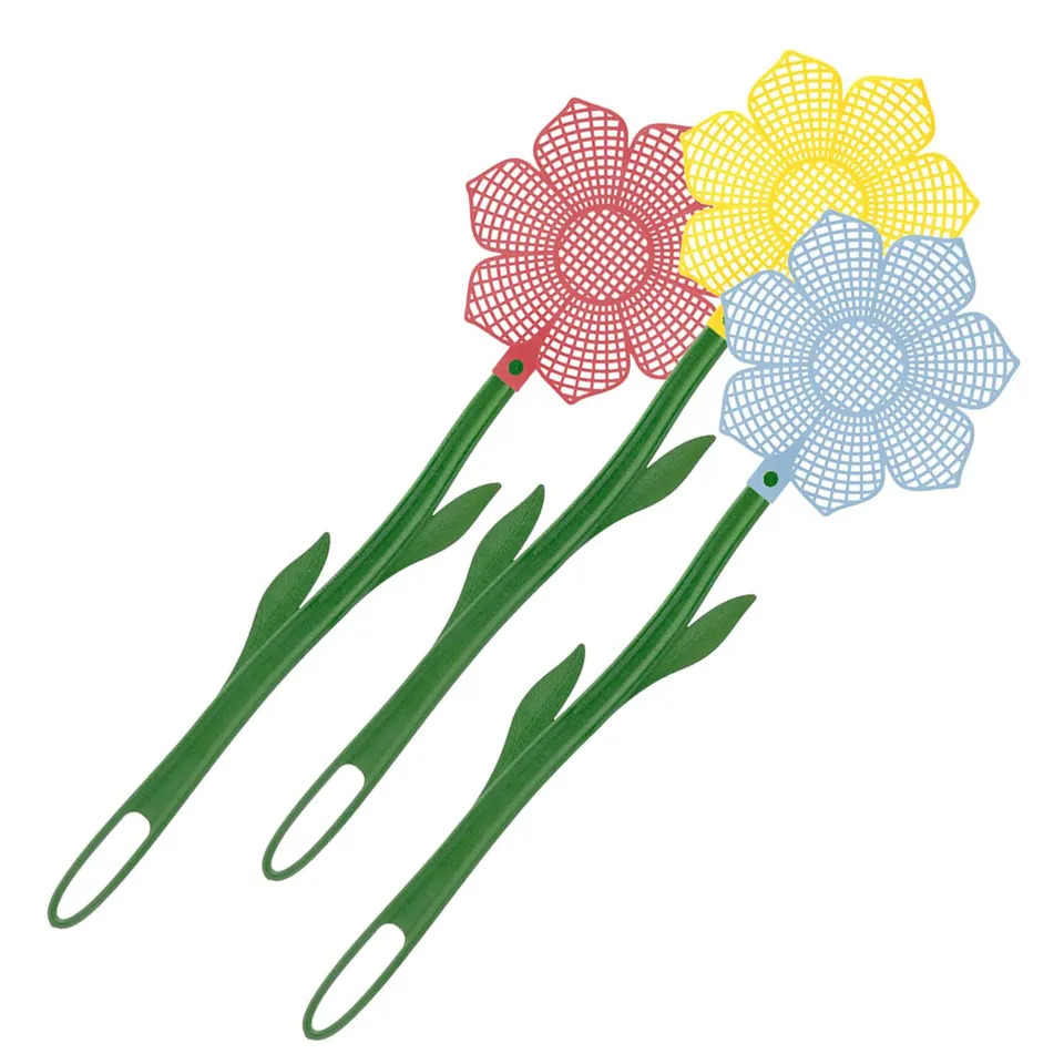 westmark-509522e3-lot-de-3-tapettes-mouches-fleur-en-plastique-vert-couleurs-ass image 1