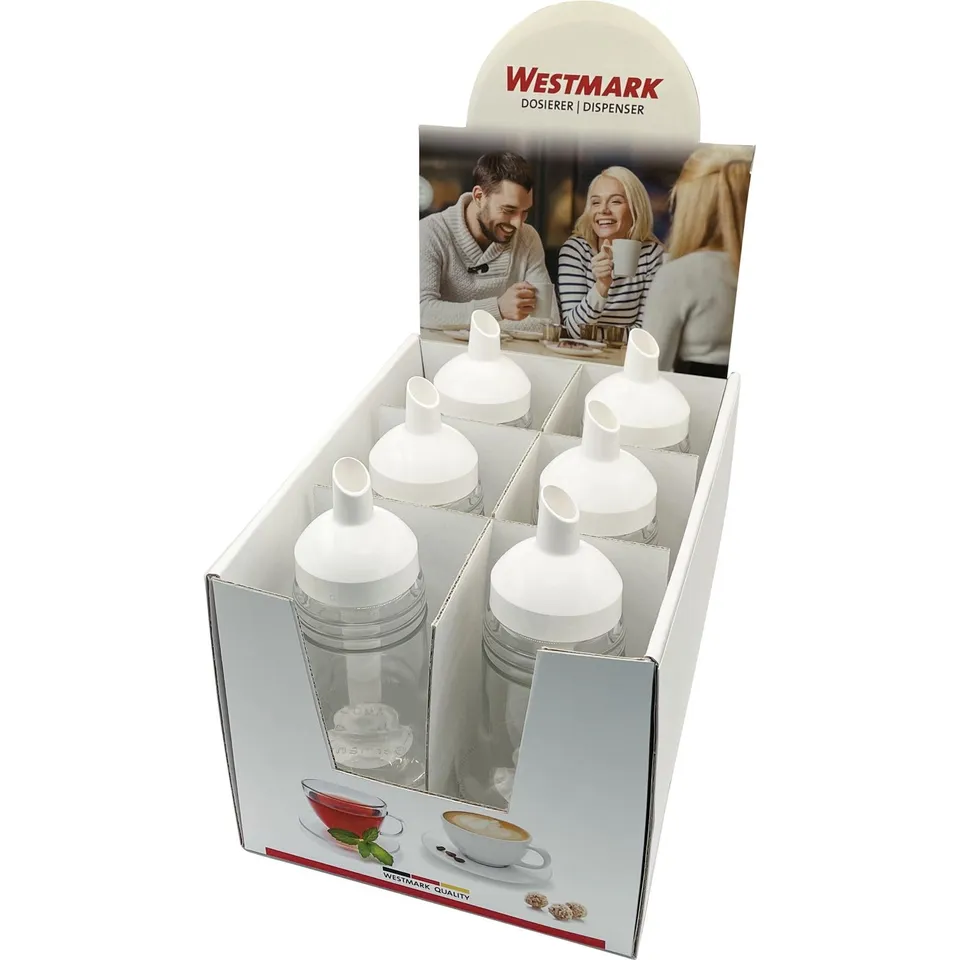 westmark-paris-63462611-pr-sentoir-sucre-lot-de-6-doseurs-150-ml-verre-plastique image 1