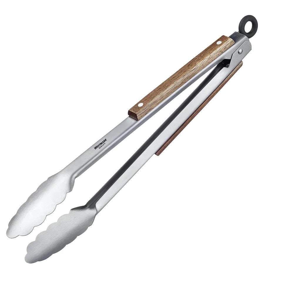 westmark-16282270-pince-barbecue-classic-wood-midi-pince-service-inox-31-cm-avec image 1
