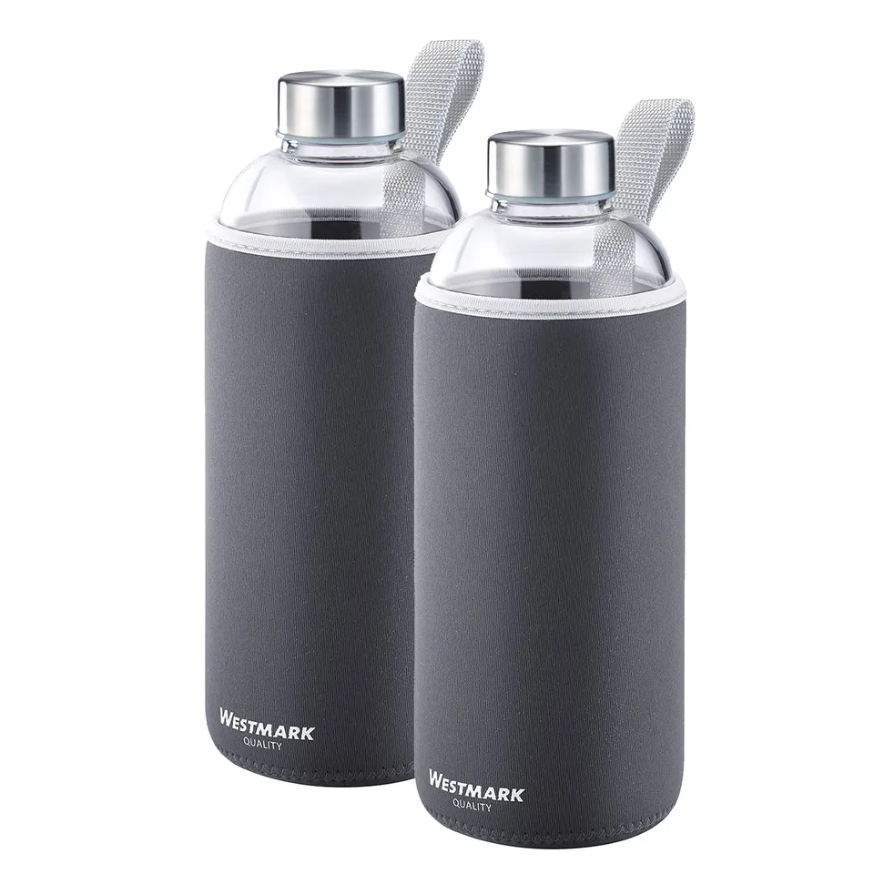 westmark-viva-set-de-2-gourdes-en-verre-1000-ml-avec-housse-de-protection-sans-b-2 image 1