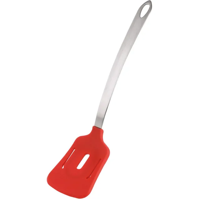 westmark-spatule-silicone-rouge-argent-avec-fente-acier-inoxydable-35-5-cm-r-sis image 1