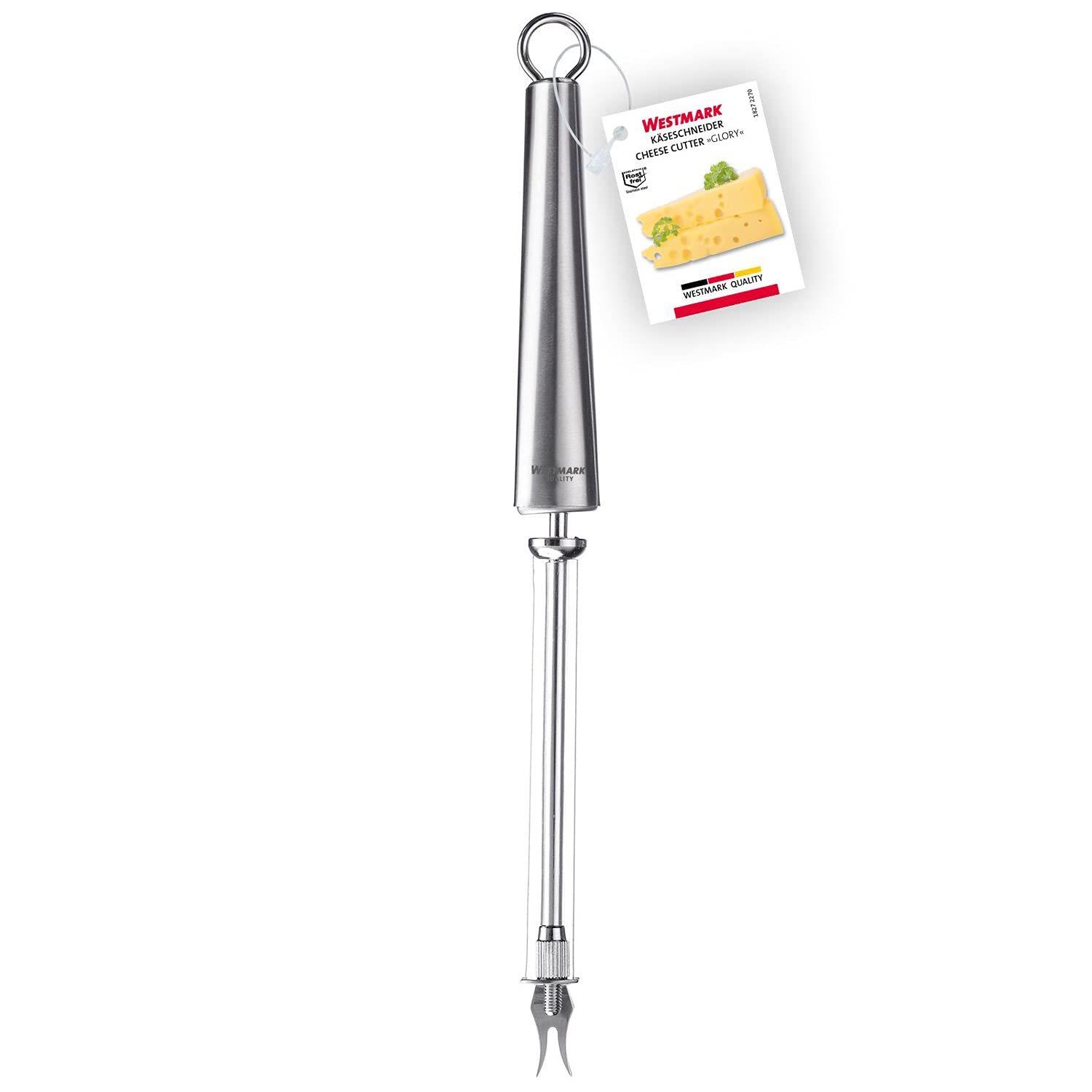 westmark-coupe-fromage-glory-avec-2-fils-de-coupe-et-t-te-fourchette-28-cm-acier image 7