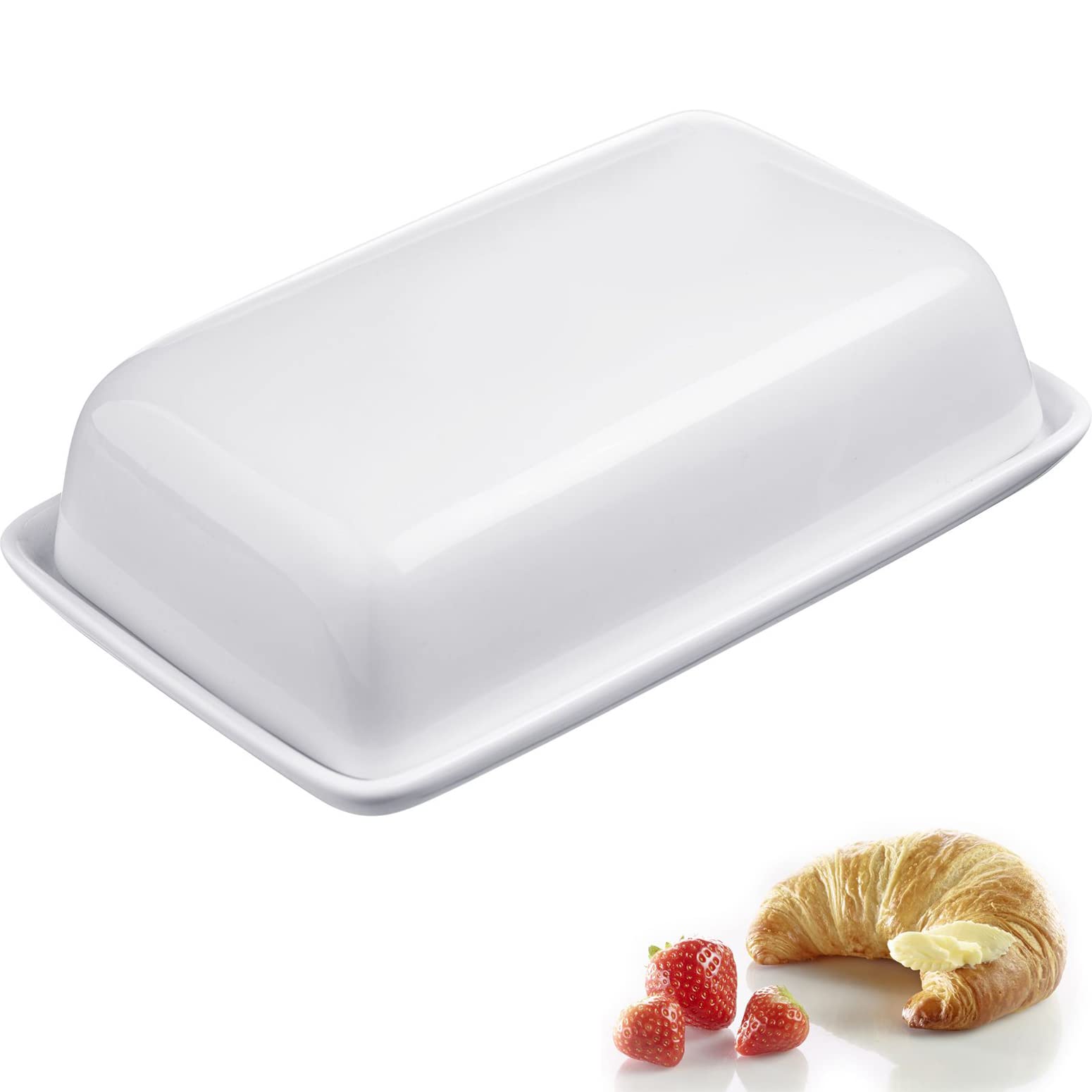 westmark-beurrier-20892260-beurrier-d-coratif-en-c-ramique-blanche-18-5-cm-avec- image 2