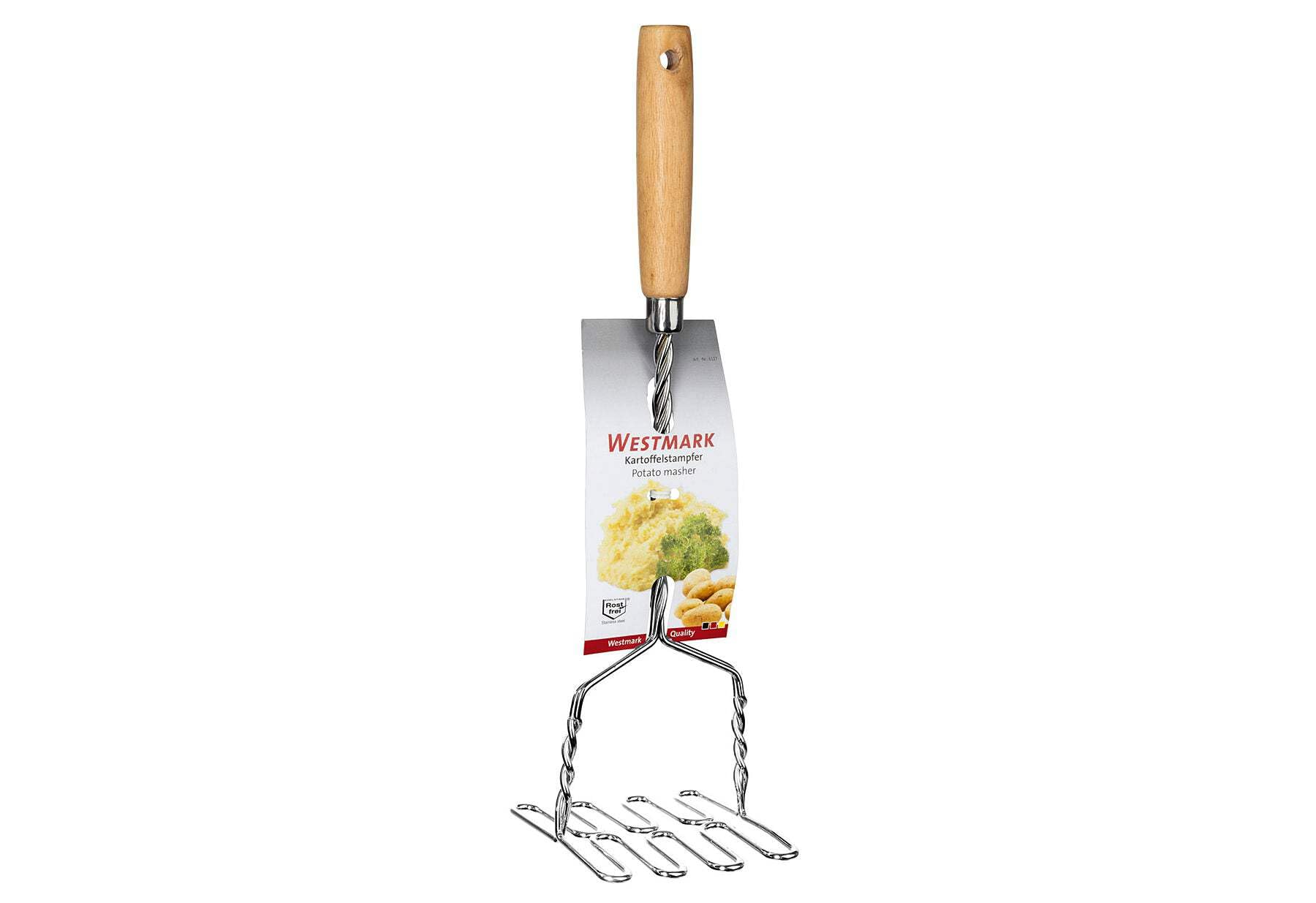 westmark-presse-pur-e-en-acier-inoxydable-avec-manche-en-bois-34-cm-mod-le-61272 image 3