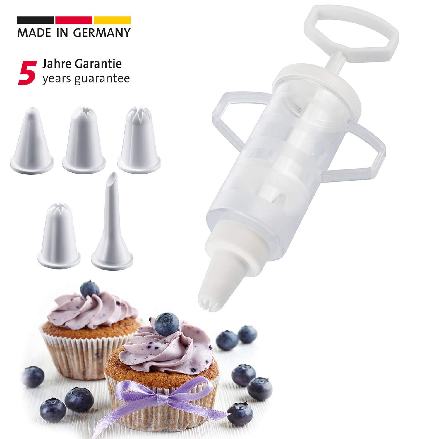 westmark-30772270-seringue-gla-age-et-d-coration-avec-5-douilles-100-ml-plastiqu image 2
