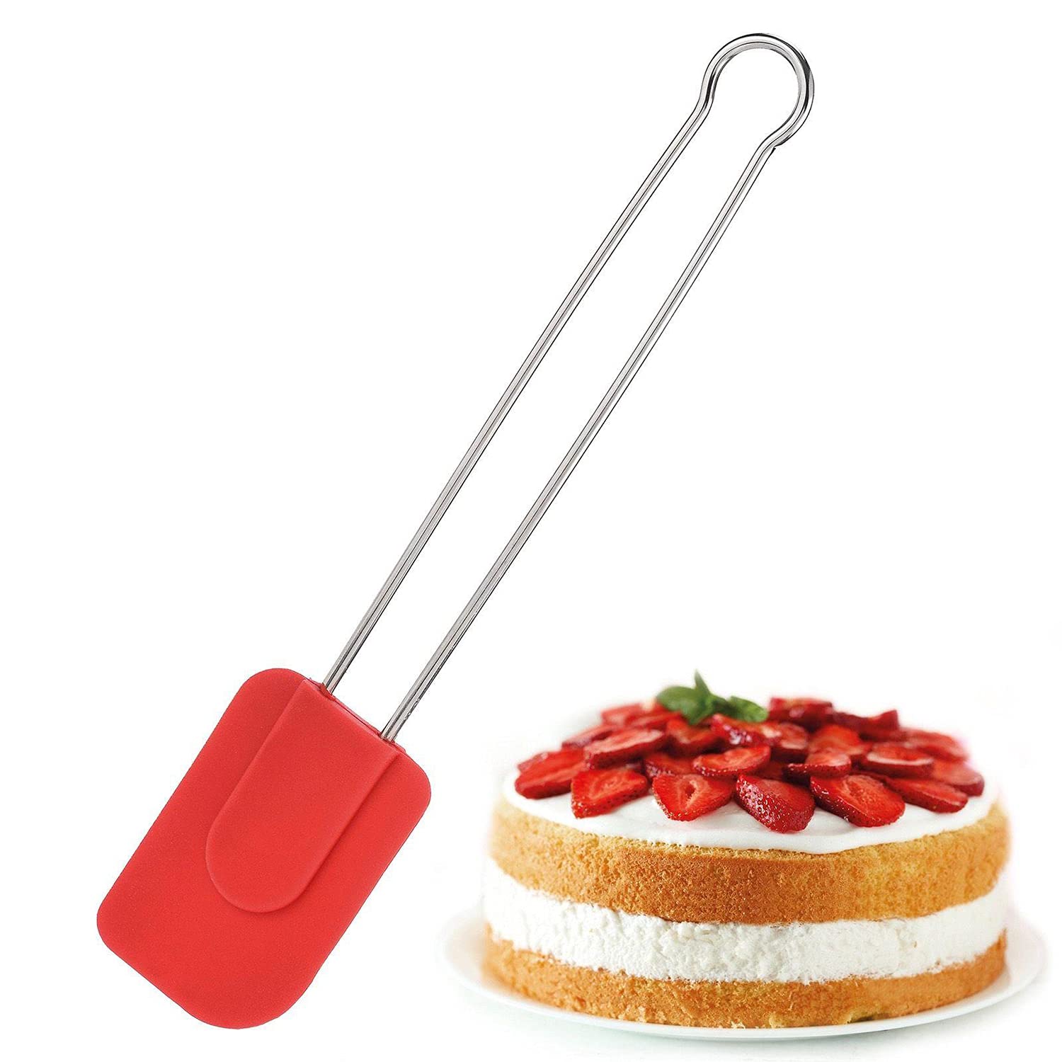 westmark-spatule-grattoir-p-te-silicone-28-5-cm-manche-acier-inoxydable-rouge-15 image 2