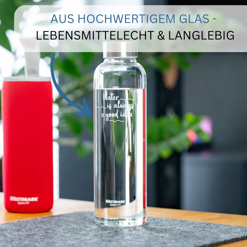 westmark-viva-set-de-2-gourdes-en-verre-1000-ml-avec-housse-de-protection-sans-b image 2