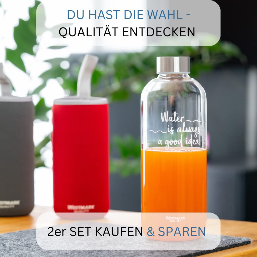 westmark-viva-set-de-2-gourdes-en-verre-1000-ml-avec-housse-de-protection-sans-b image 7