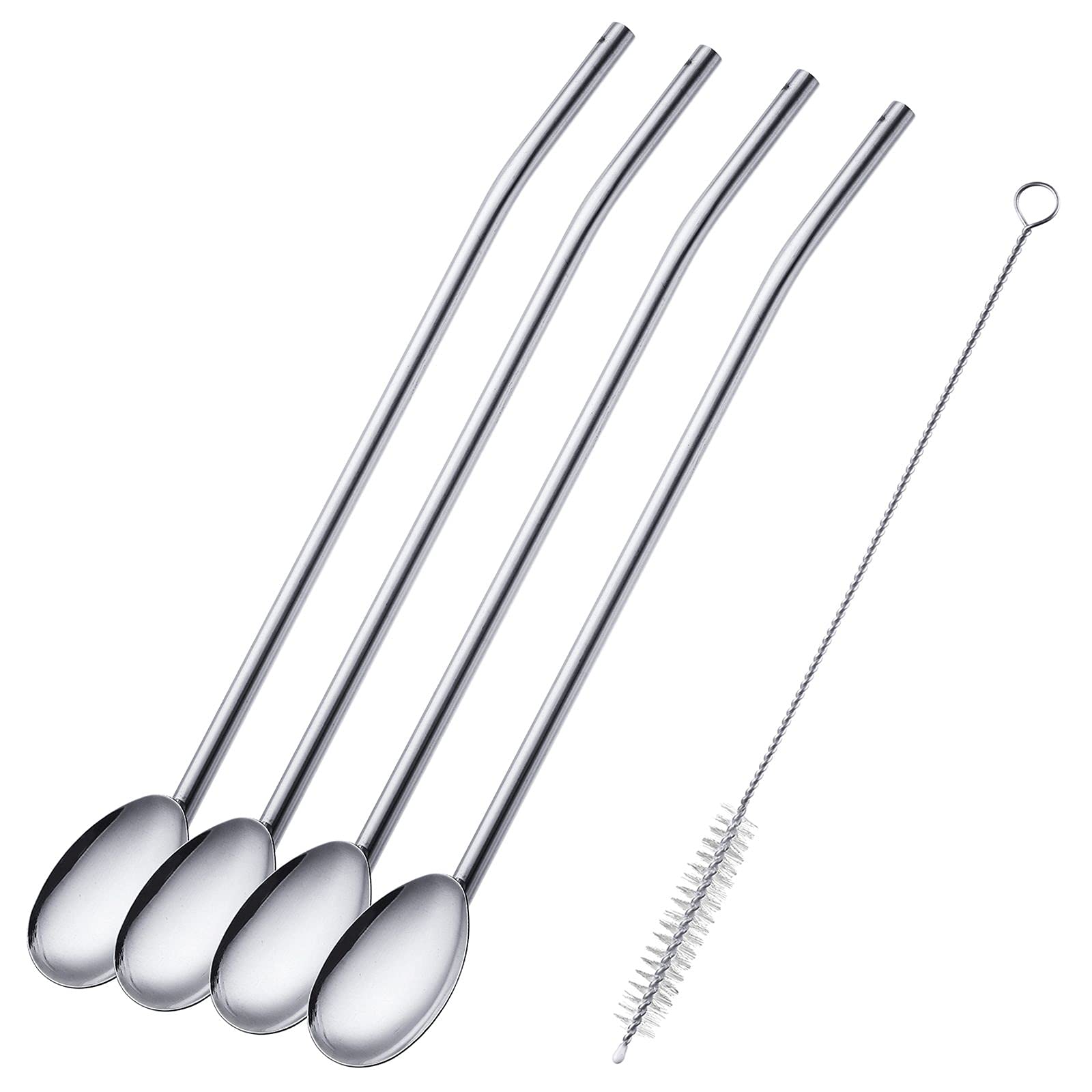 westmark-62712260-set-de-4-cuill-res-paille-en-acier-inoxydable-18-8-brosse-de-n image 1