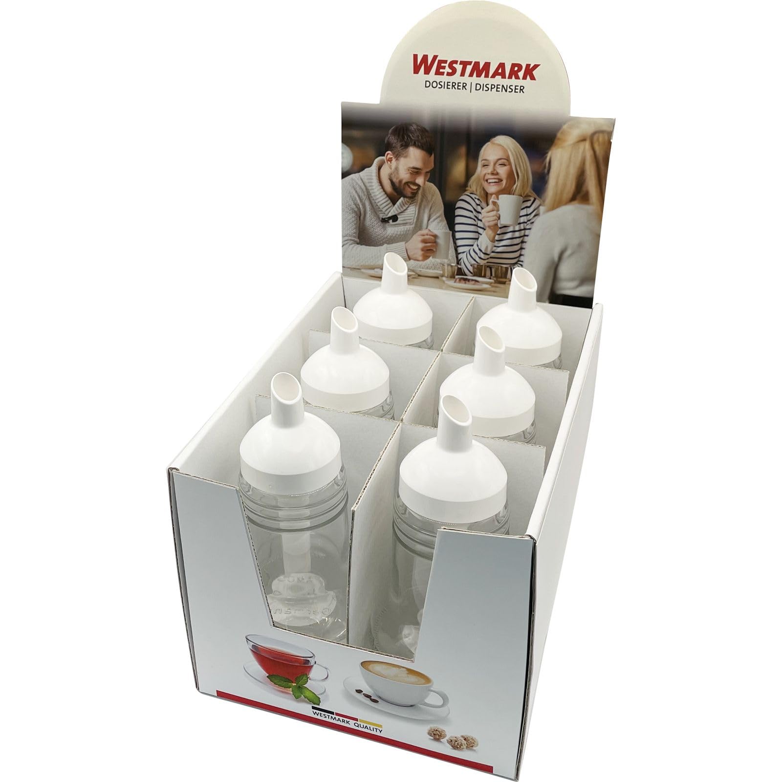 westmark-paris-63462611-pr-sentoir-sucre-lot-de-6-doseurs-150-ml-verre-plastique image 1
