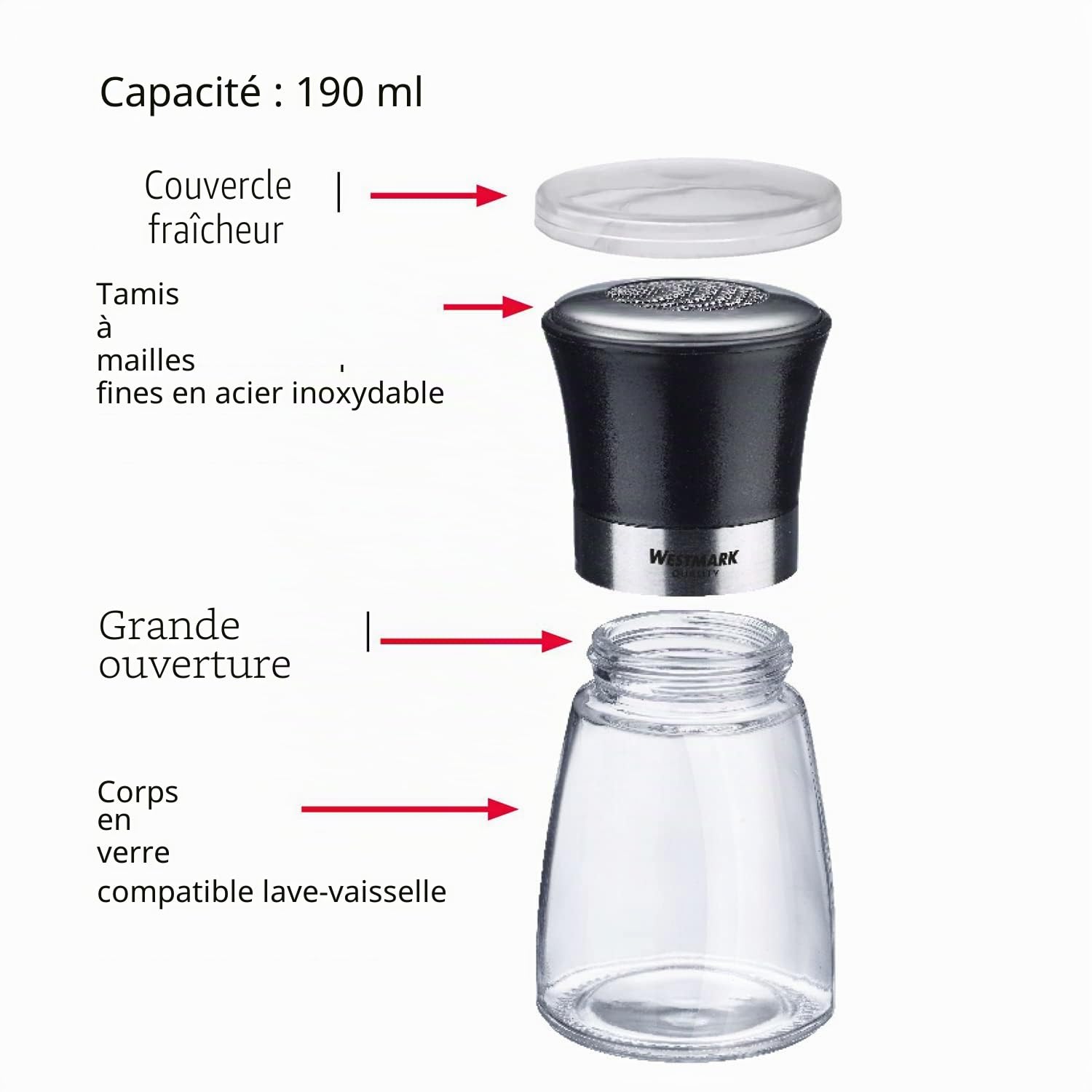 westmark-saupoudreuse-de-sucre-glace-blacky-tamis-inox-mailles-fines-couvercle-a image 4