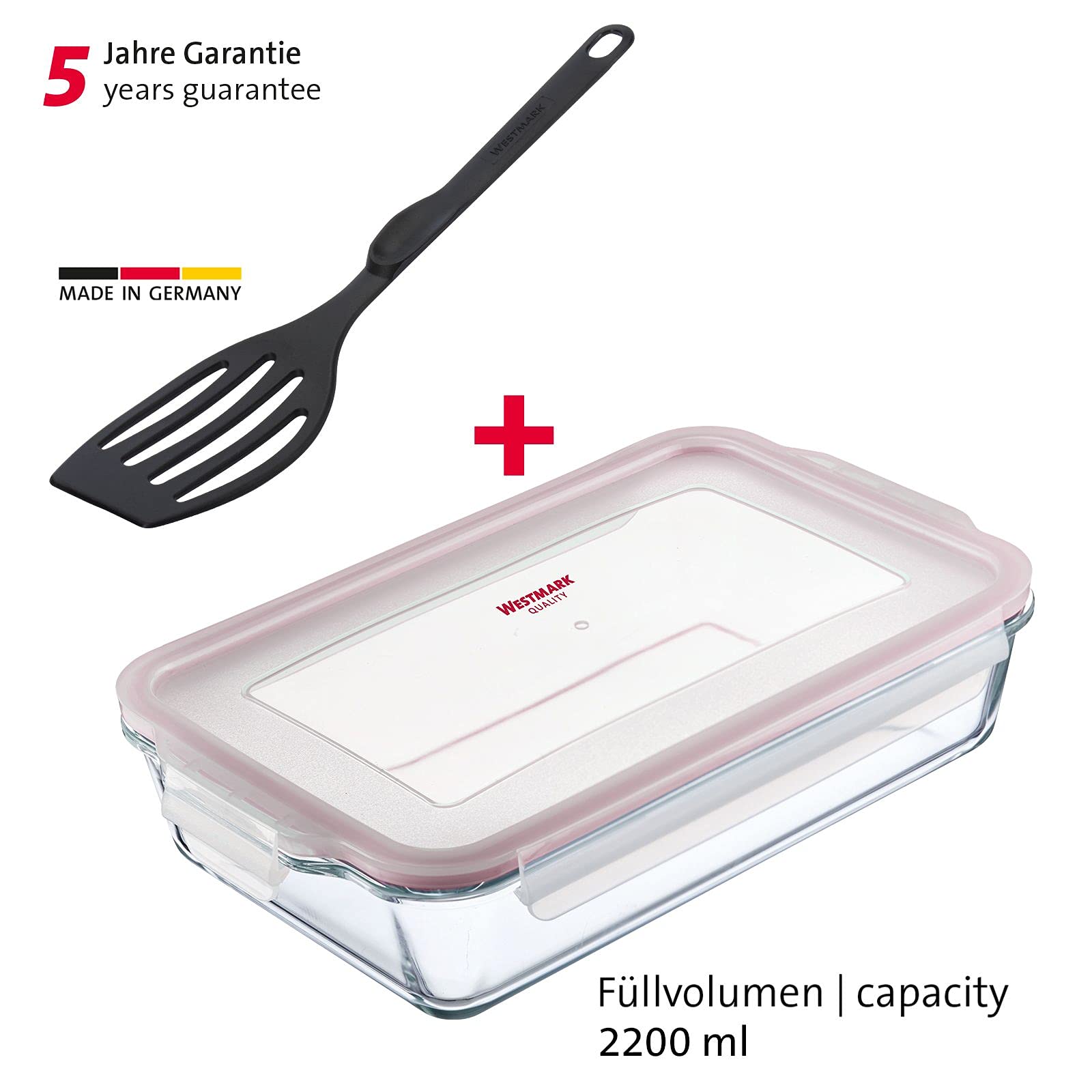 westmark-234922e6-plat-four-en-verre-transparent-avec-pelle-et-spatule-noir image 2