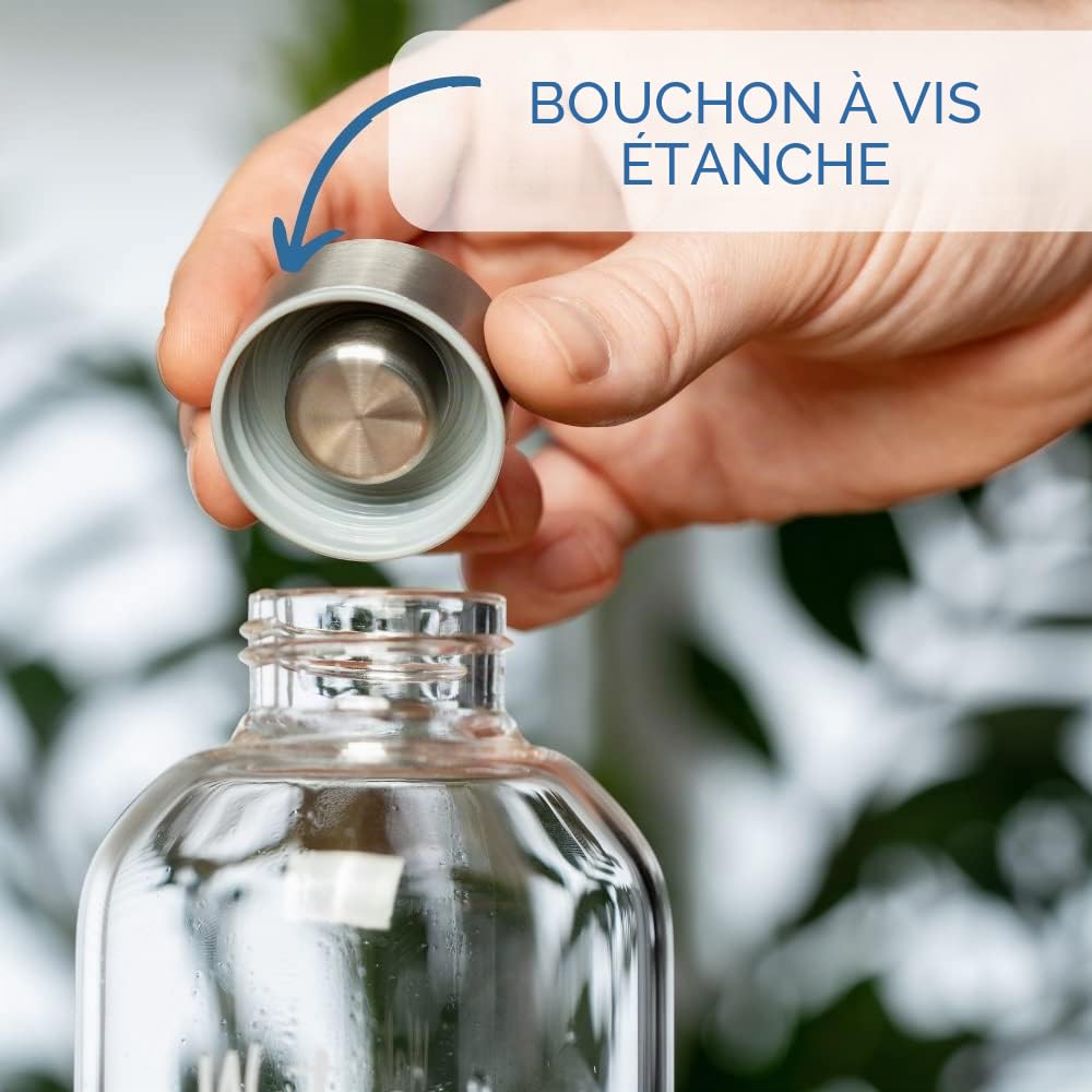 westmark-viva-527222e8-lot-de-2-bouteilles-d-eau-en-verre-550-ml-avec-housse-de- image 5