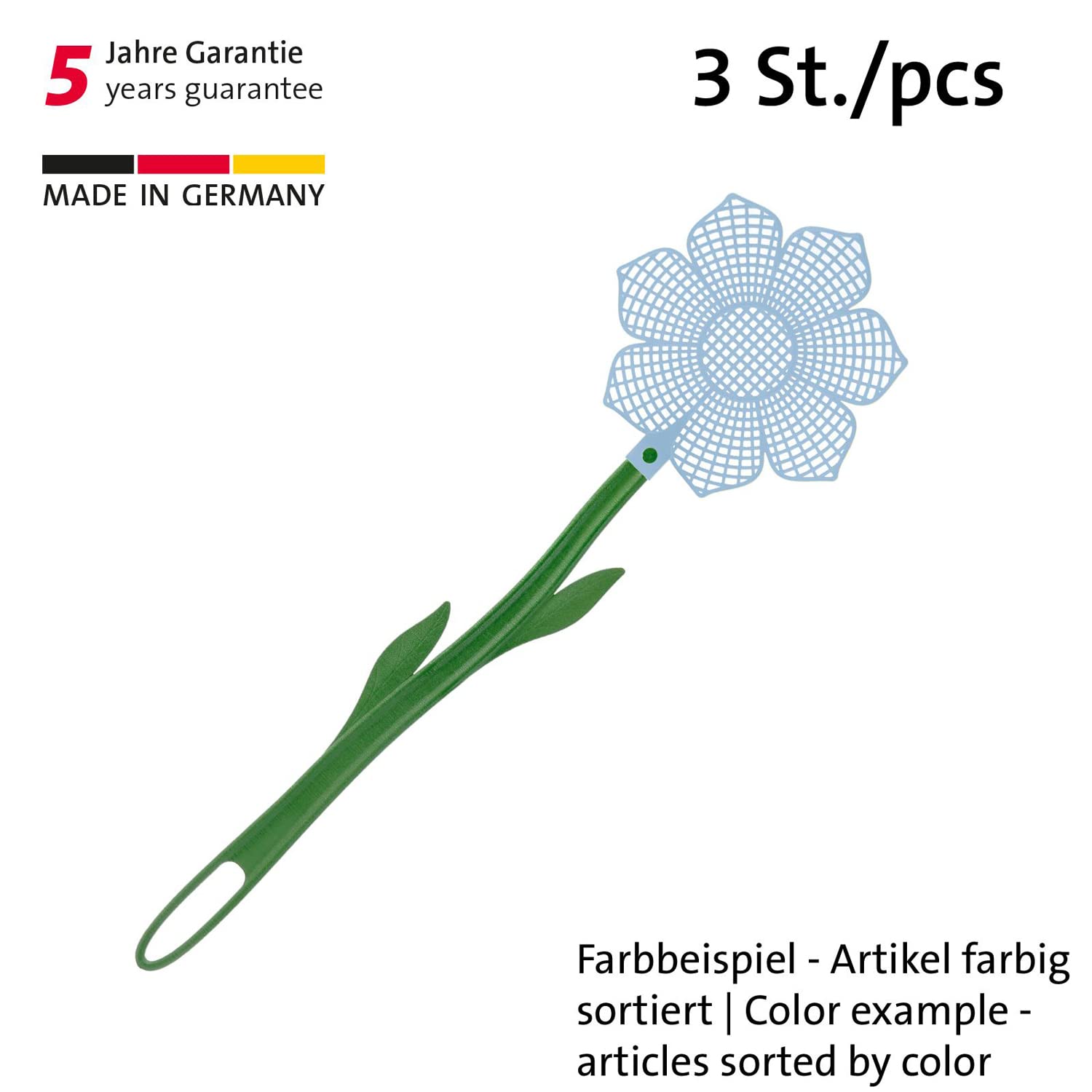 westmark-509522e3-lot-de-3-tapettes-mouches-fleur-en-plastique-vert-couleurs-ass image 2