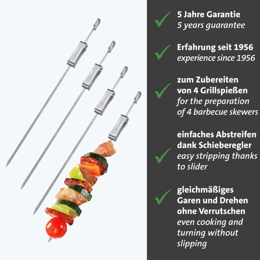 westmark-15972270-lot-de-4-brochettes-de-barbecue-extra-longues-en-acier-inoxyda image 2