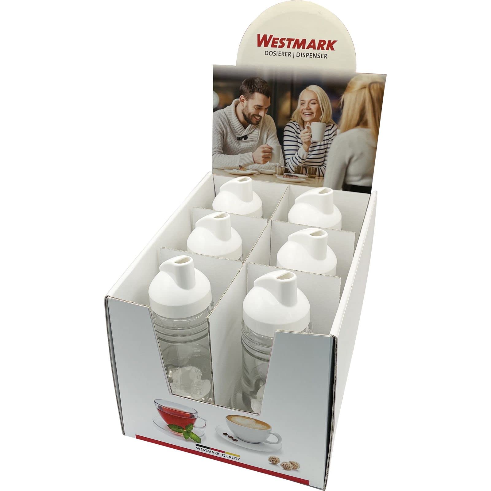 westmark-63482611-lot-de-6-arroseurs-en-verre-150-ml-transparent-blanc-fabriqu-e image 1