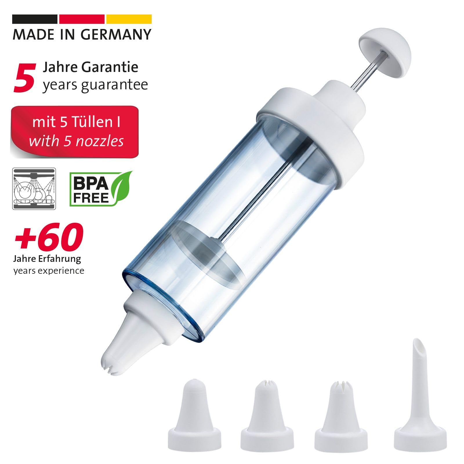 westmark-31152260-seringue-de-d-coration-et-garnissage-180-ml-avec-5-douilles-pi image 2