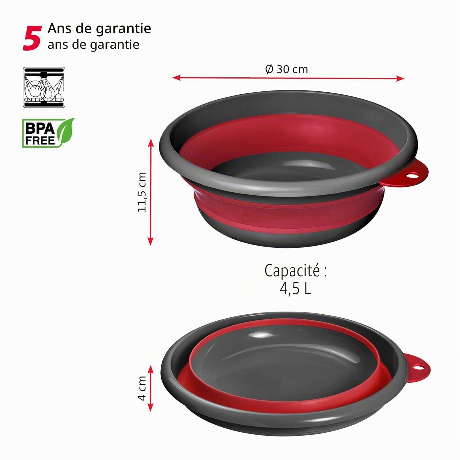 westmark-bassine-pliable-21312270-avec-crochet-de-suspension-capacit-4500-ml-pla image 4