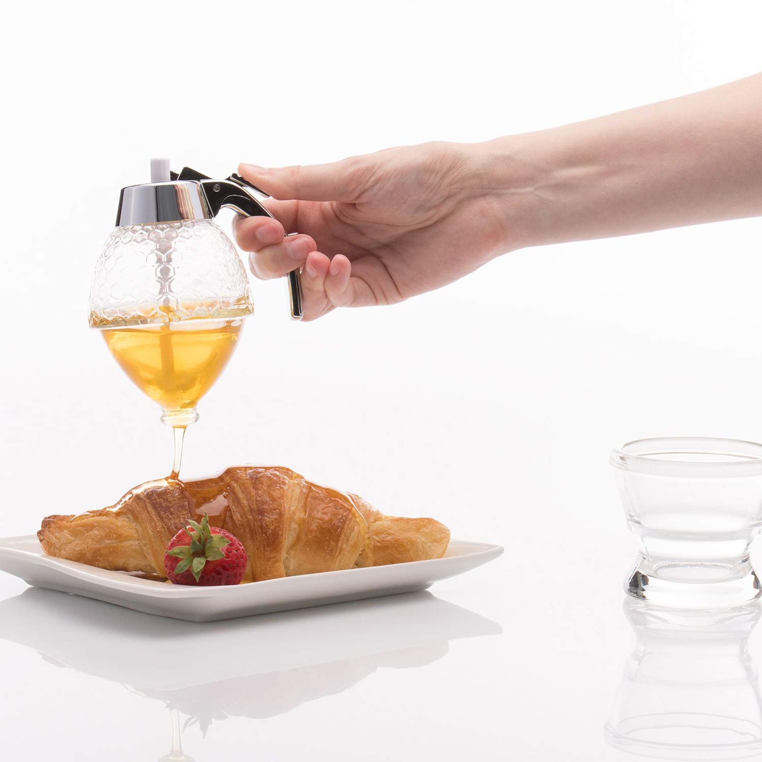 westmark-deluxe-distributeur-de-miel-avec-support-200-ml-motif-nid-d-abeille-ver image 5
