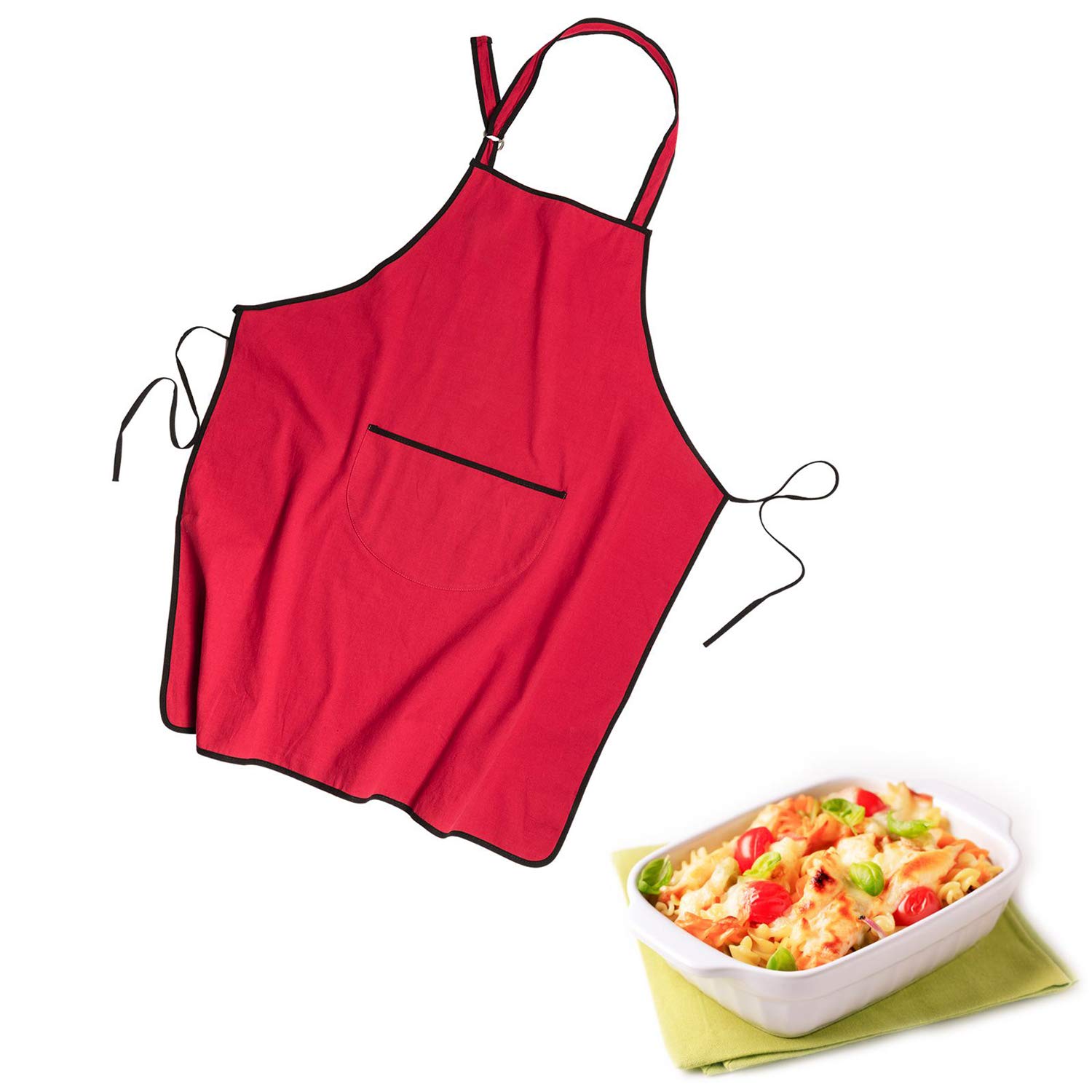 westmark-tablier-de-cuisine-et-barbecue-en-coton-rouge-noir-sangle-de-cou-r-glab image 2