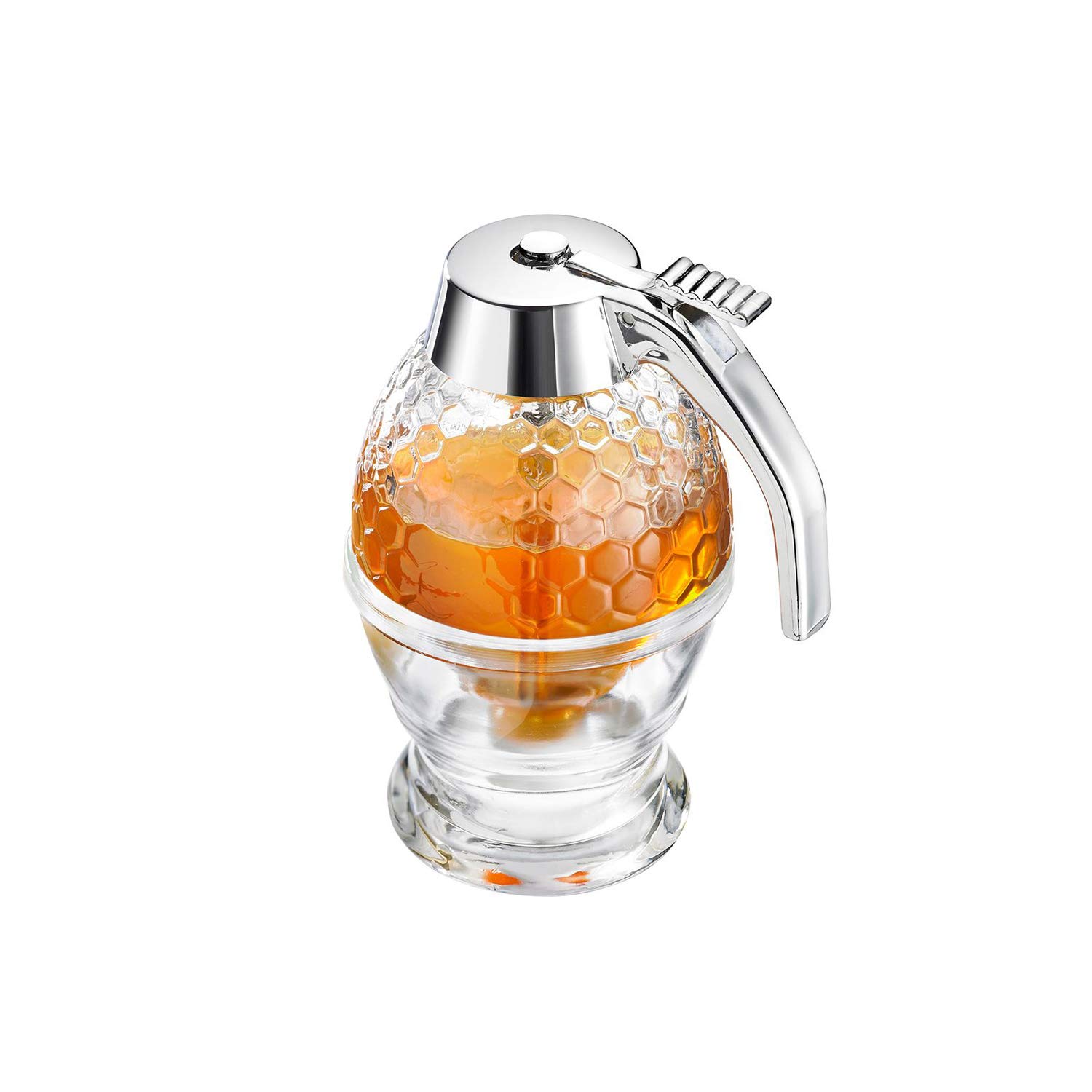 westmark-deluxe-distributeur-de-miel-avec-support-200-ml-motif-nid-d-abeille-ver image 1