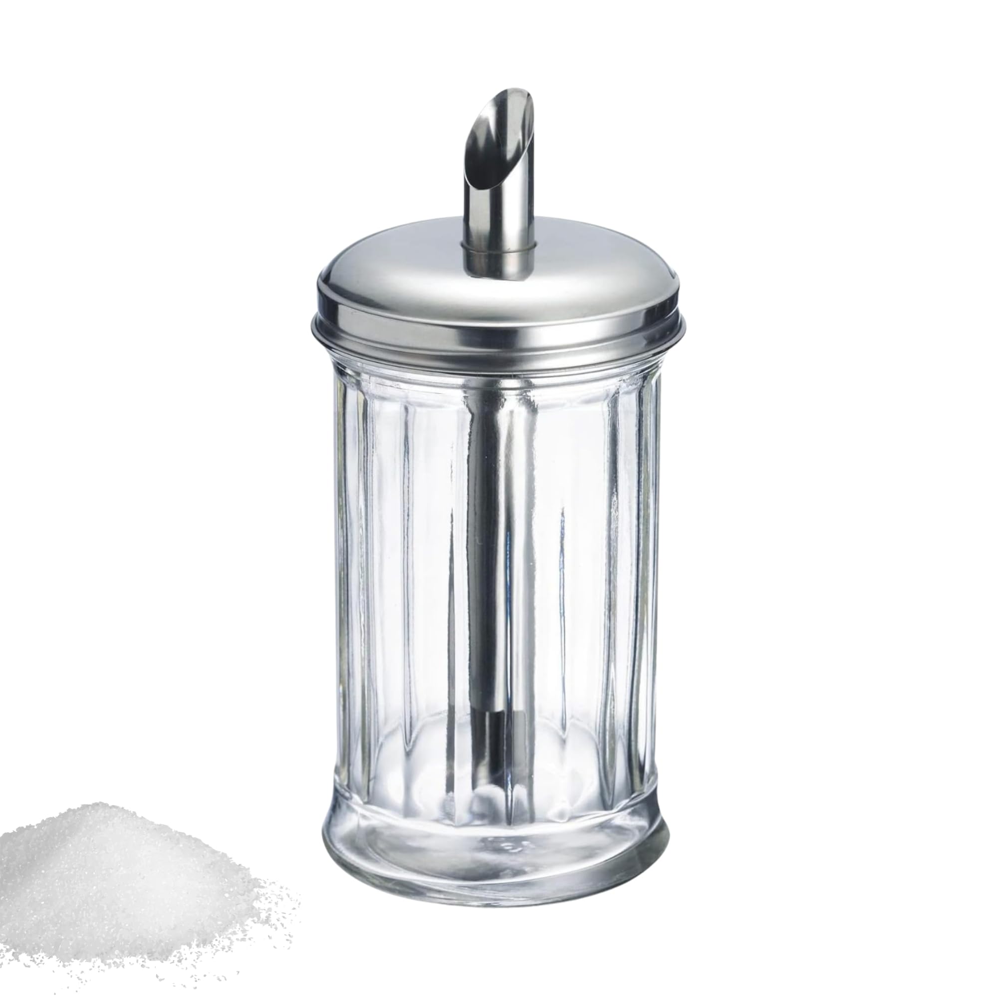 westmark-sucrier-new-york-300-ml-verre-acier-inoxydable-argent-transparent-65242 image 1