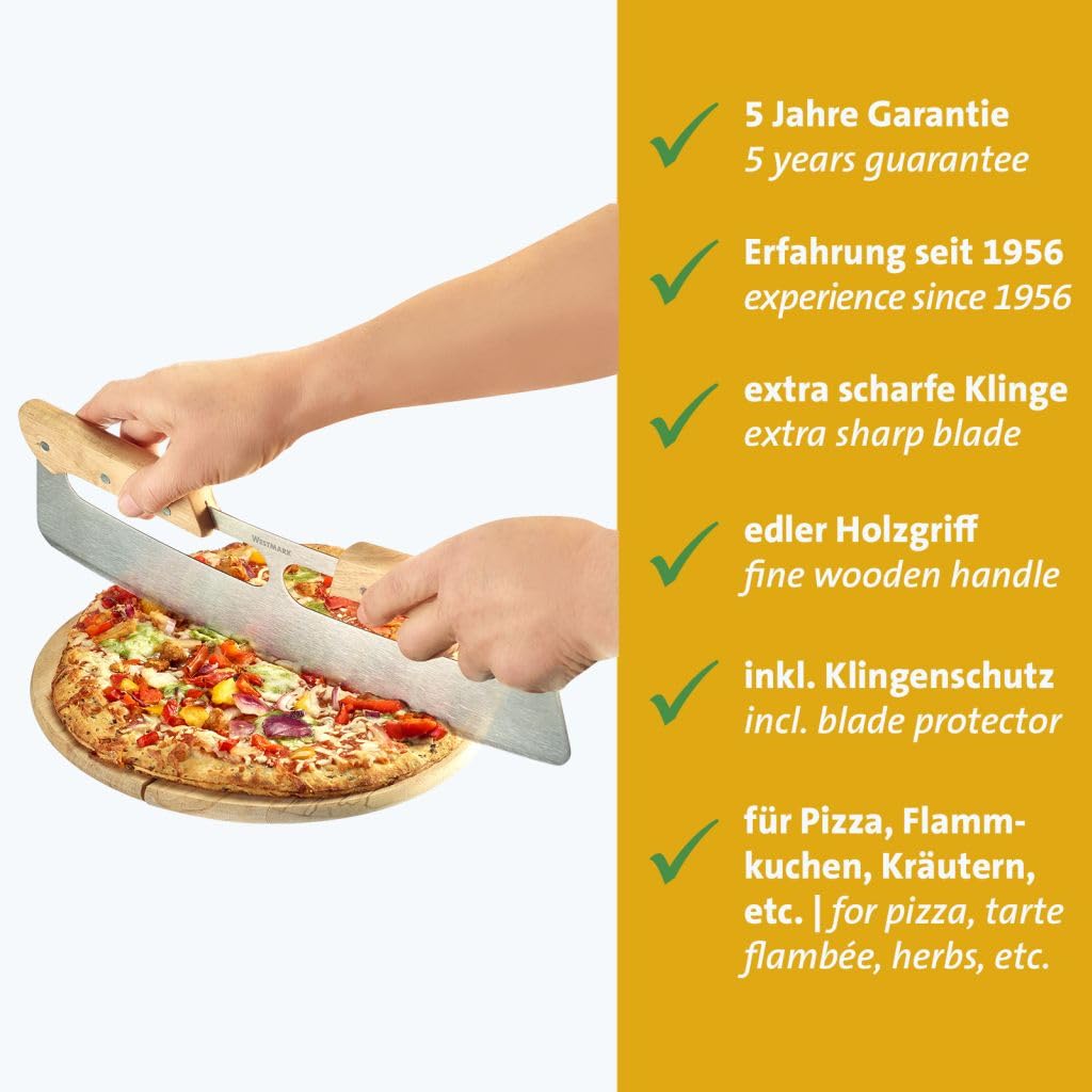westmark-coupe-pizza-pro-lame-en-acier-inoxydable-poign-e-en-bois-avec-prot-ge-l image 2