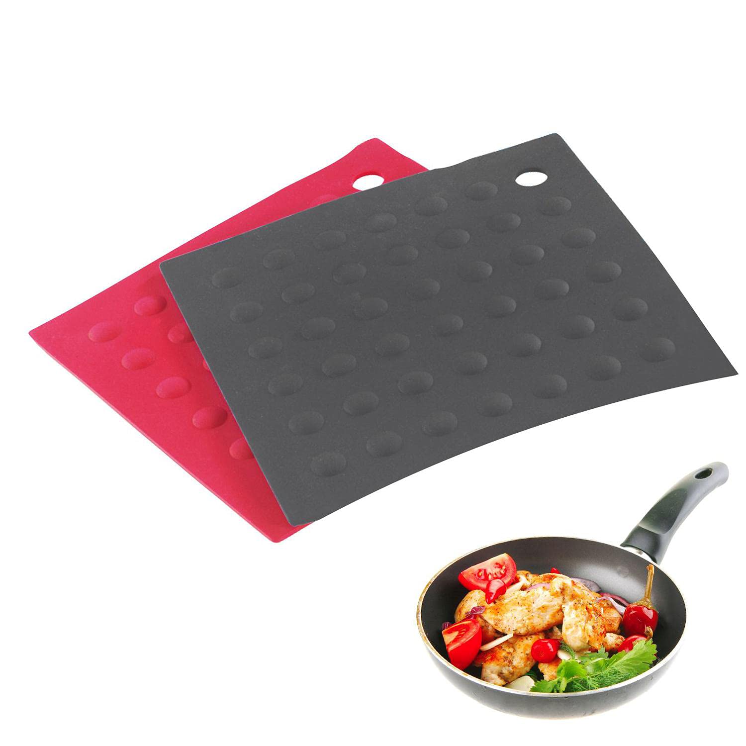 westmark-15582270-dessous-de-plat-en-silicone-rouge-noir-17-7-x-17-7-cm-lot-de-2 image 2