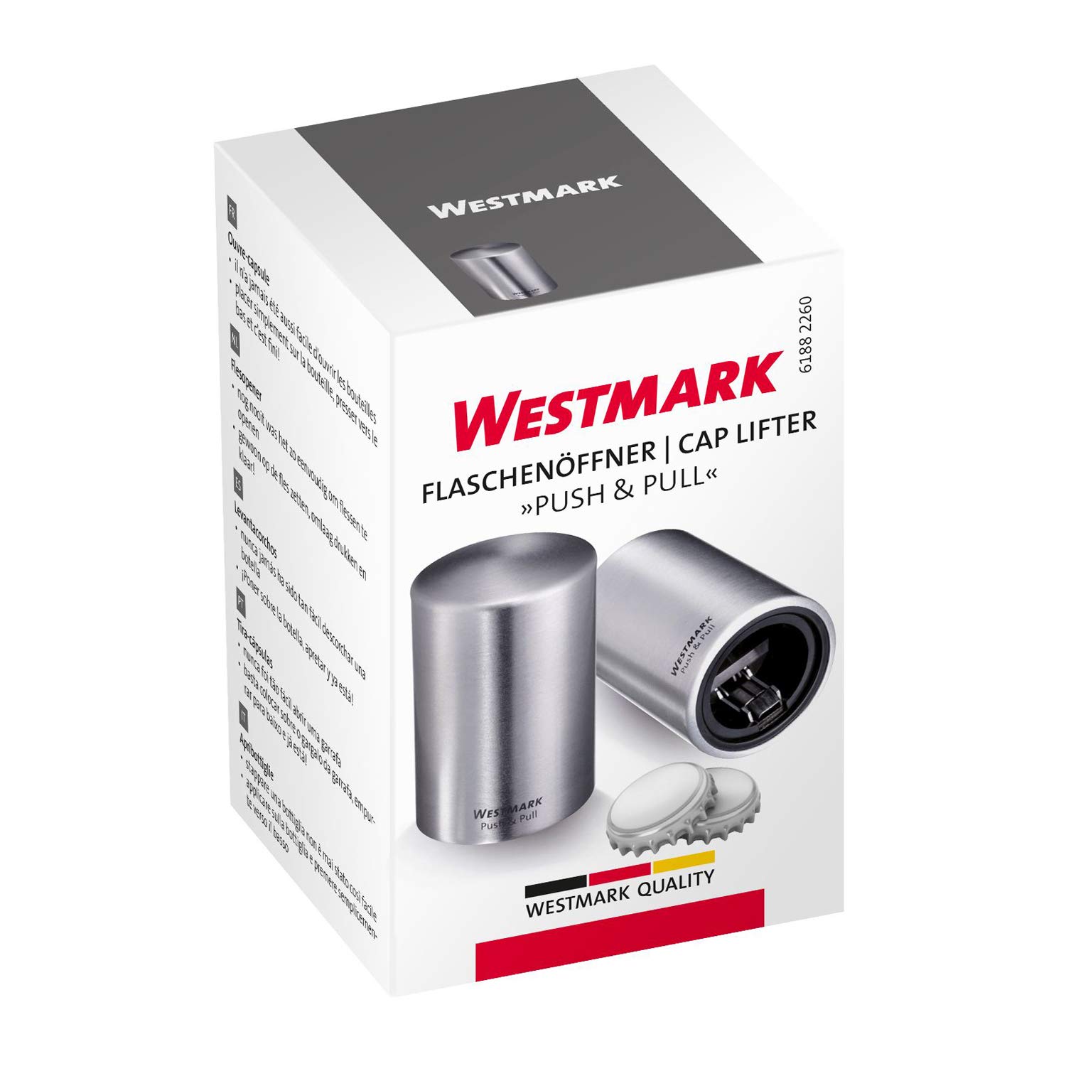 westmark-push-pull-ouvre-bouteille-automatique-pour-capsules-couronnes-aluminium image 7