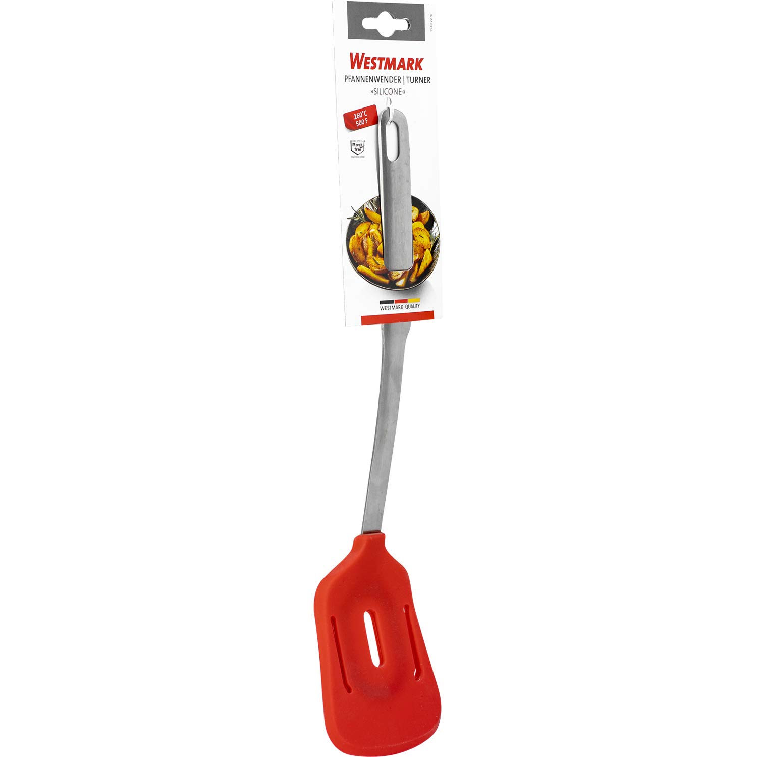 westmark-spatule-silicone-rouge-argent-avec-fente-acier-inoxydable-35-5-cm-r-sis image 6