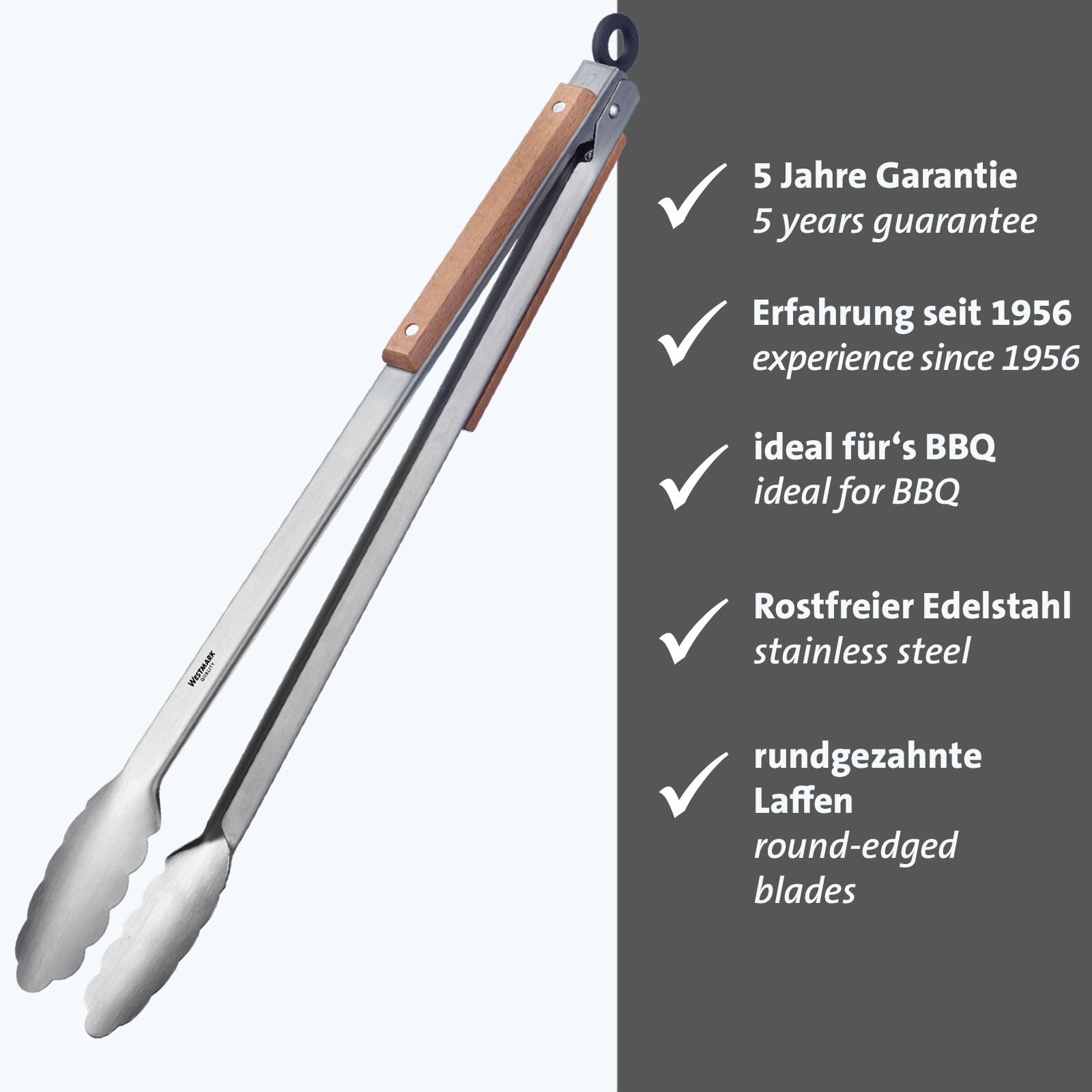 westmark-classic-wood-maxi-pince-grillade-et-pince-servir-44-cm-acier-inoxydable image 2
