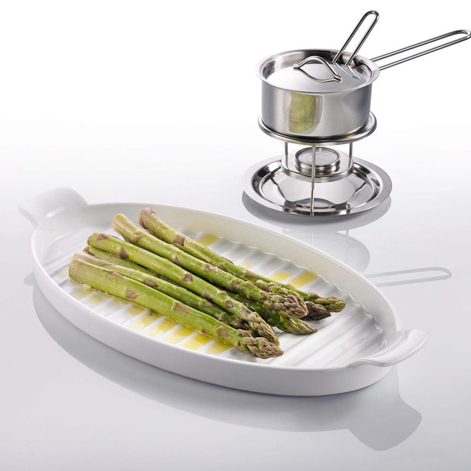 westmark-plat-servir-et-asperges-ovale-en-porcelaine-blanche-39-5-cm-2-poign-es- image 2