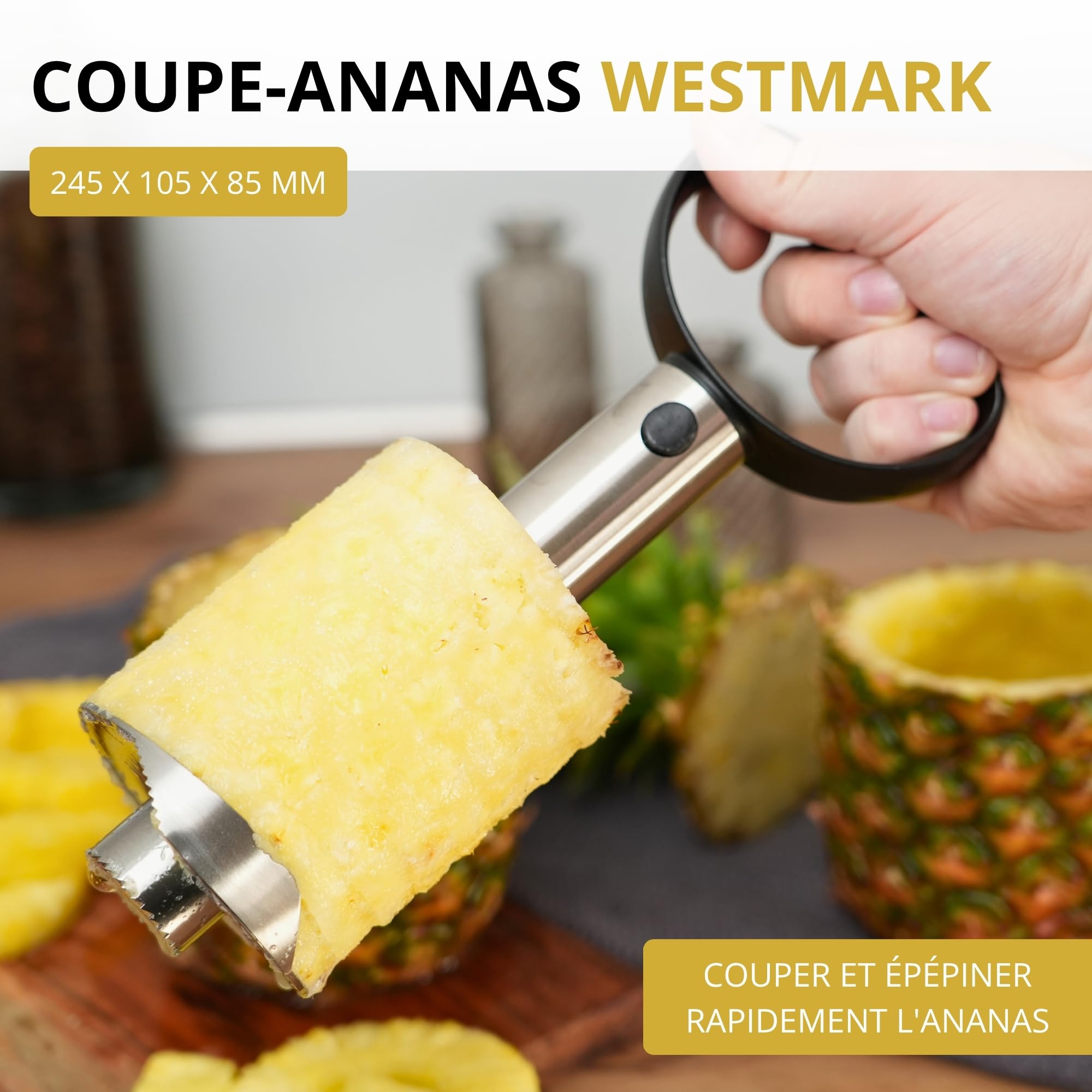 westmark-coupe-ananas-trancheur-en-acier-inoxydable-8-5-cm-argent-noir-51692260 image 2