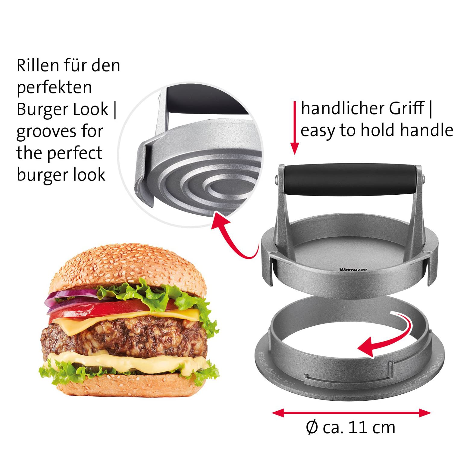 westmark-vario-62252260-machine-hamburger-r-glable-3-tailles-1-4-1-3-1-2-livre-a image 6